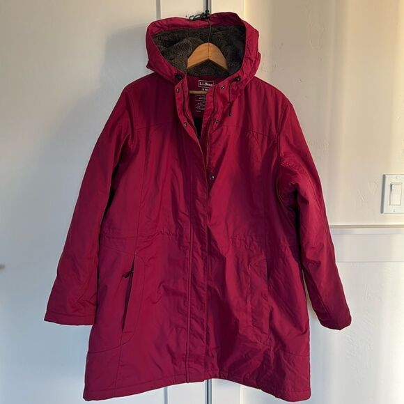 L.L.Bean Women’s Size 1X Regular Deep Magenta Hooded Zipper Up Casual Jacket EUC - Picture 1 of 16